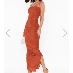 Nasty Gal “Only Fools Ruche In Maxi Dress”